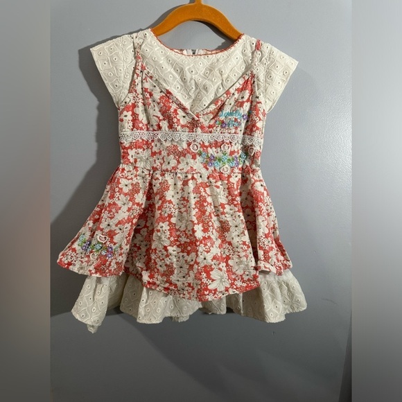 Zalak girls eyelet ruffle layered dress Size EU 45 cm